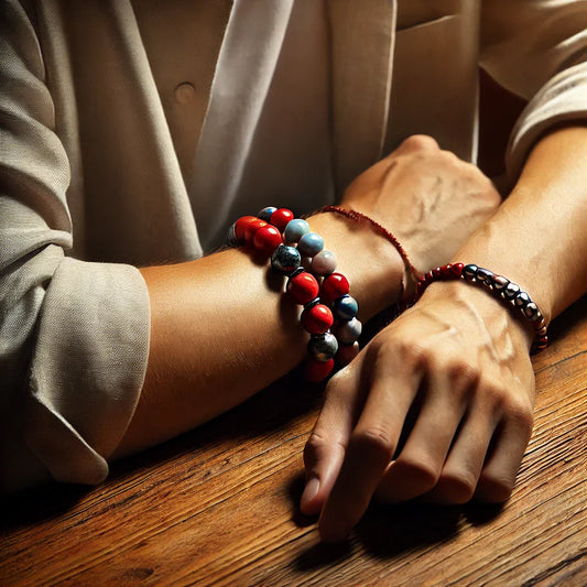 Die magische Verbindung von Koralle, Opalit, Hämatit und Edelstahl: Ein einzigartiges Armband mit tiefgehender Bedeutung
