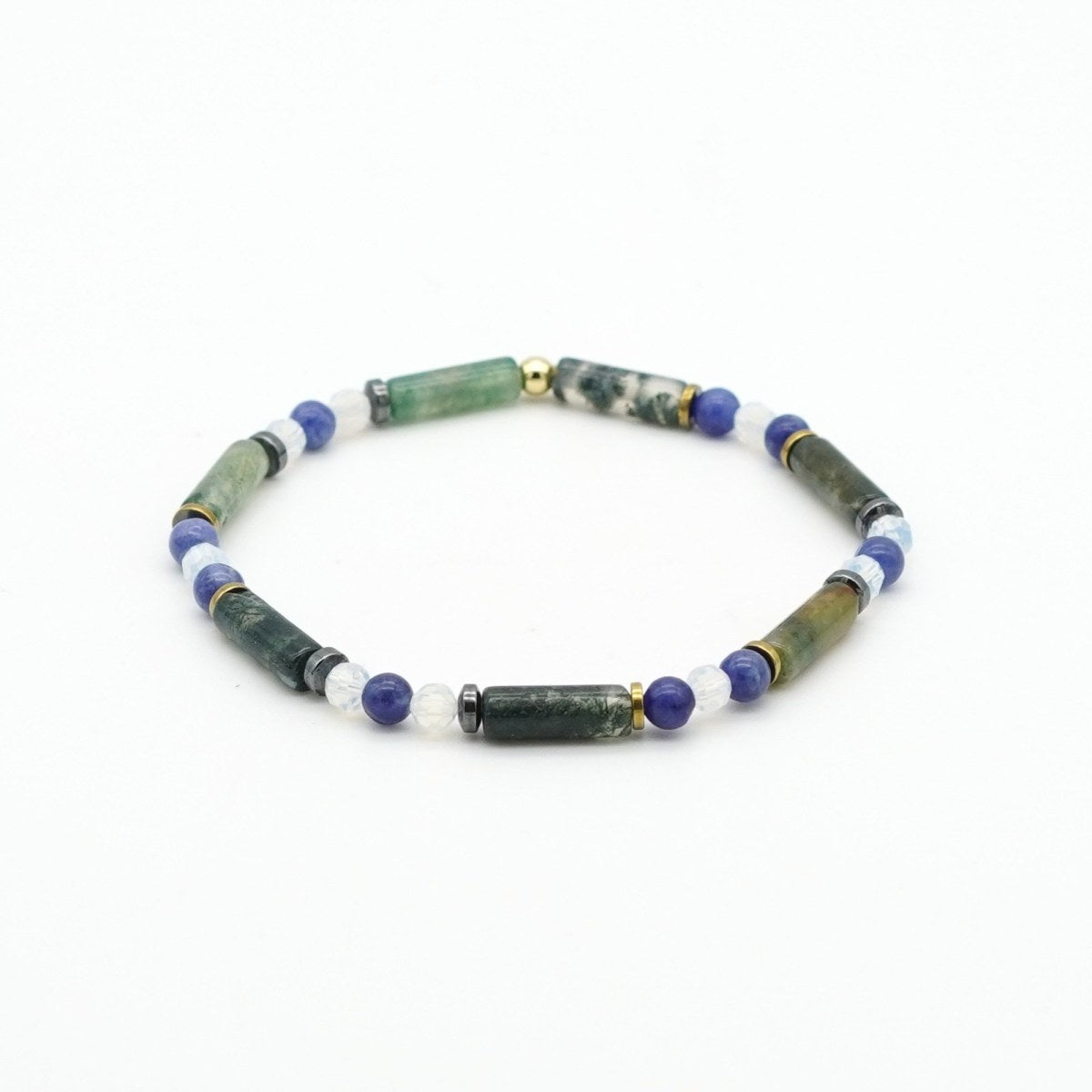 Armband Moosachat & afrikanischer Sodalith Hämatit