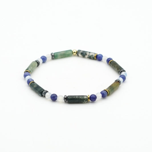 Armband Moosachat & afrikanischer Sodalith Hämatit