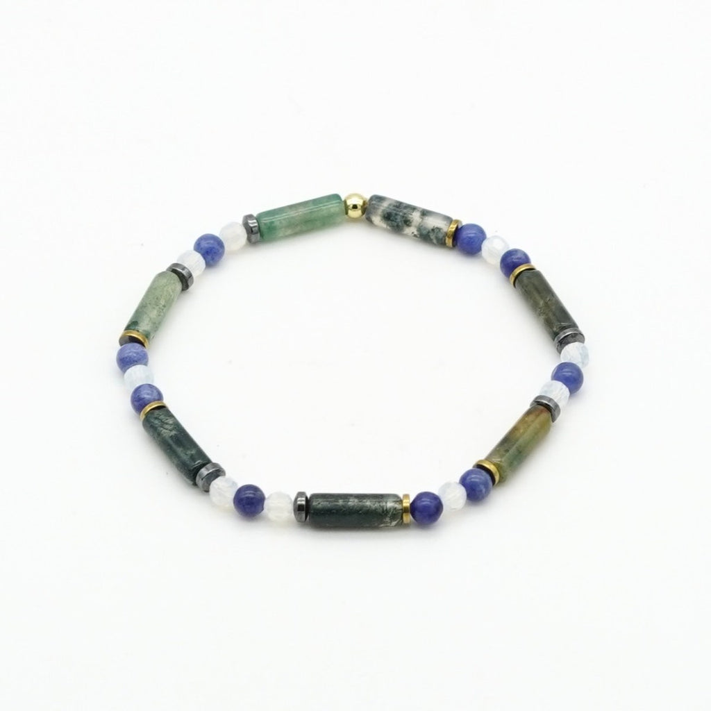 Armband Moosachat & afrikanischer Sodalith Hämatit