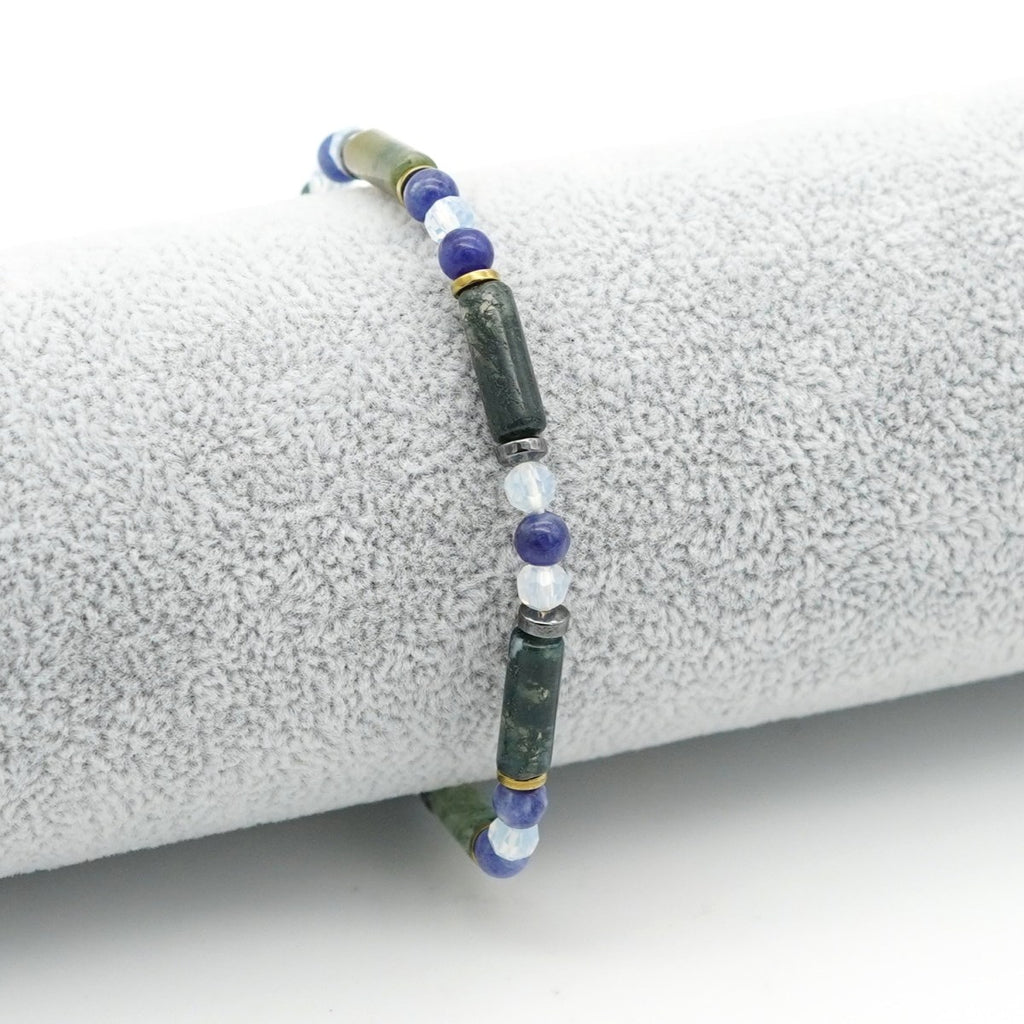 Armband Moosachat & afrikanischer Sodalith Hämatit