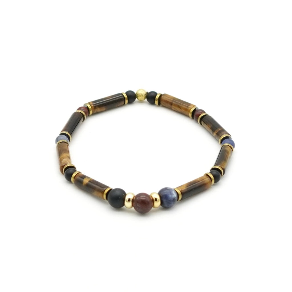 Armband Tigerauge Achat Sodalith Brekzienjaspis