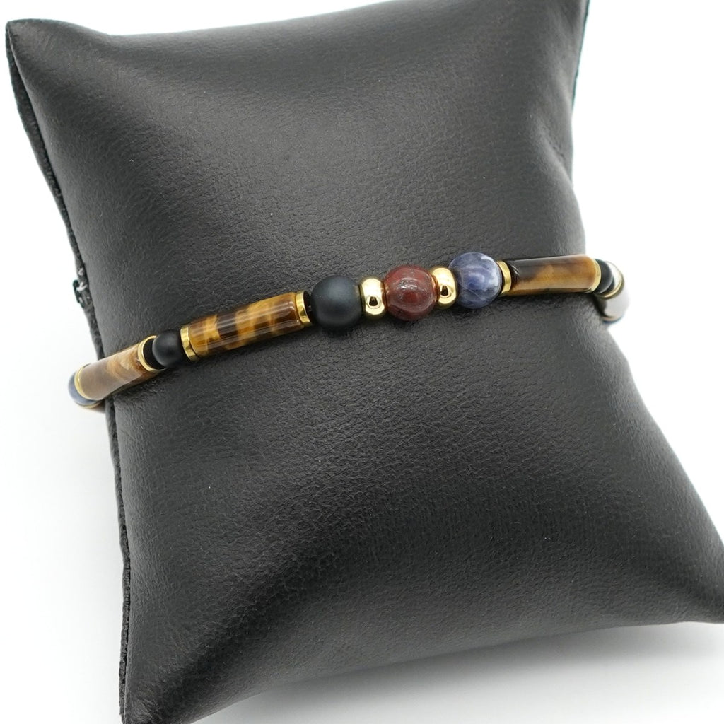 Armband Tigerauge Achat Sodalith Brekzienjaspis