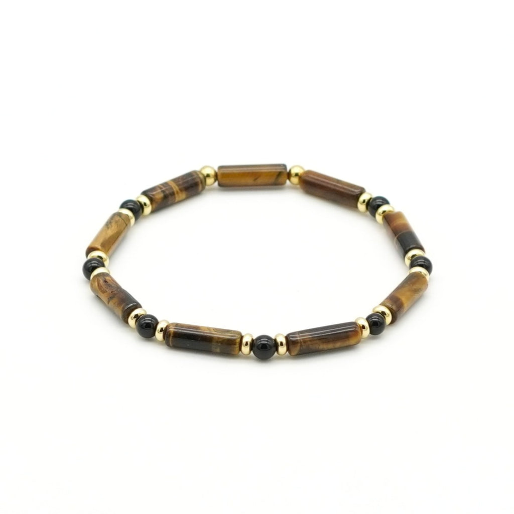 Armband Tigerauge & Achat Edelstahl