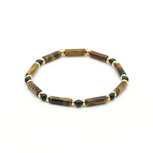 Armband Tigerauge & Achat Edelstahl