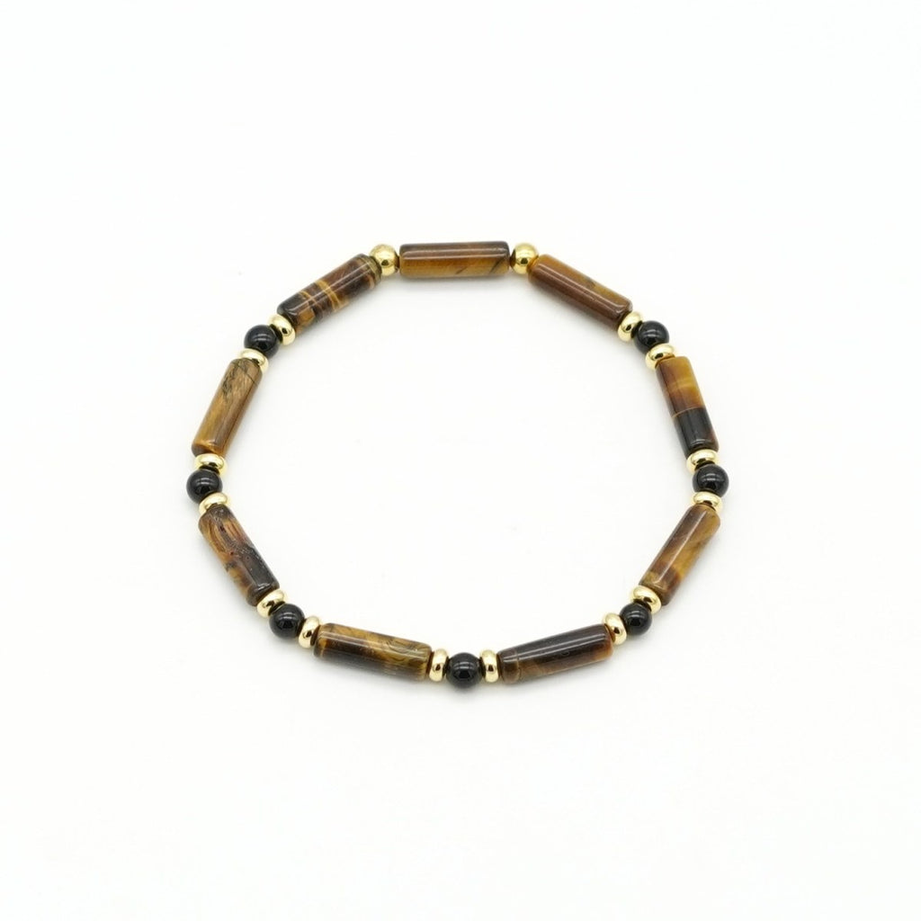 Armband Tigerauge & Achat Edelstahl