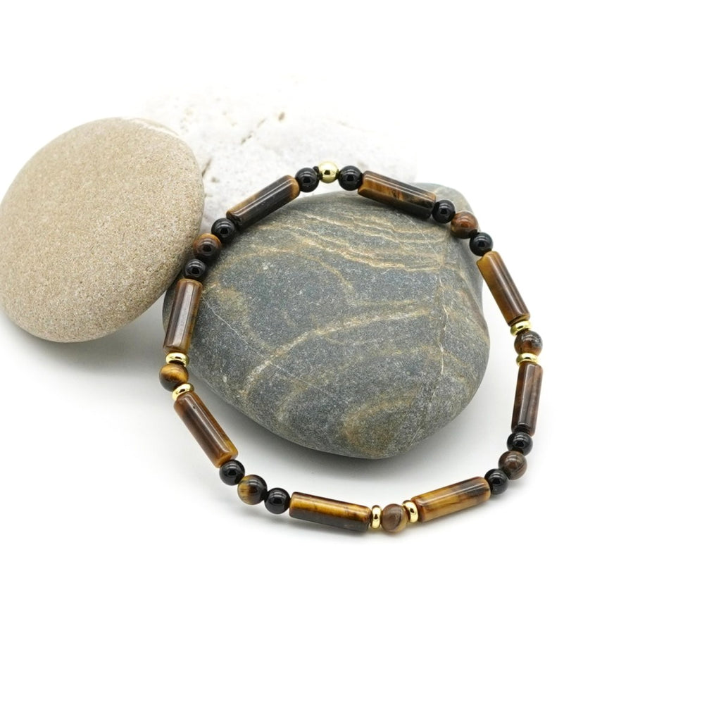 Armband Tigerauge Achat Edelstahl