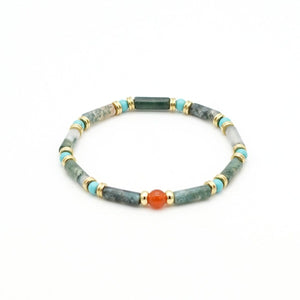 Armband Moosachat Türkis & Karneol