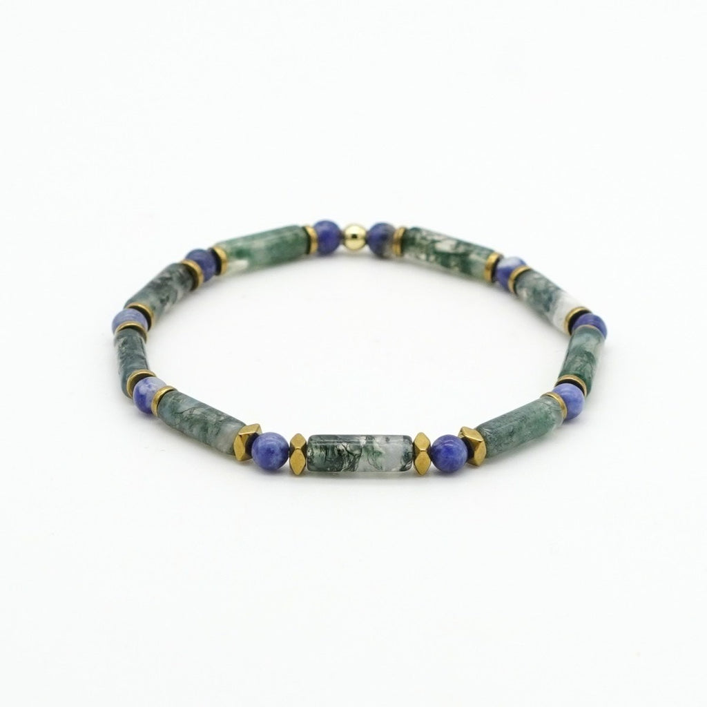 Armband Moosachat & afrikanischer Sodalith Hämatit