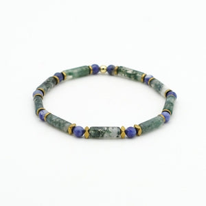 Armband Moosachat & afrikanischer Sodalith Hämatit