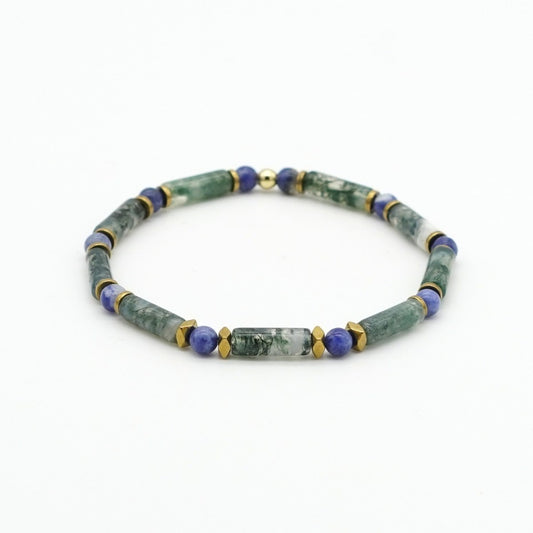 Armband Moosachat & afrikanischer Sodalith Hämatit