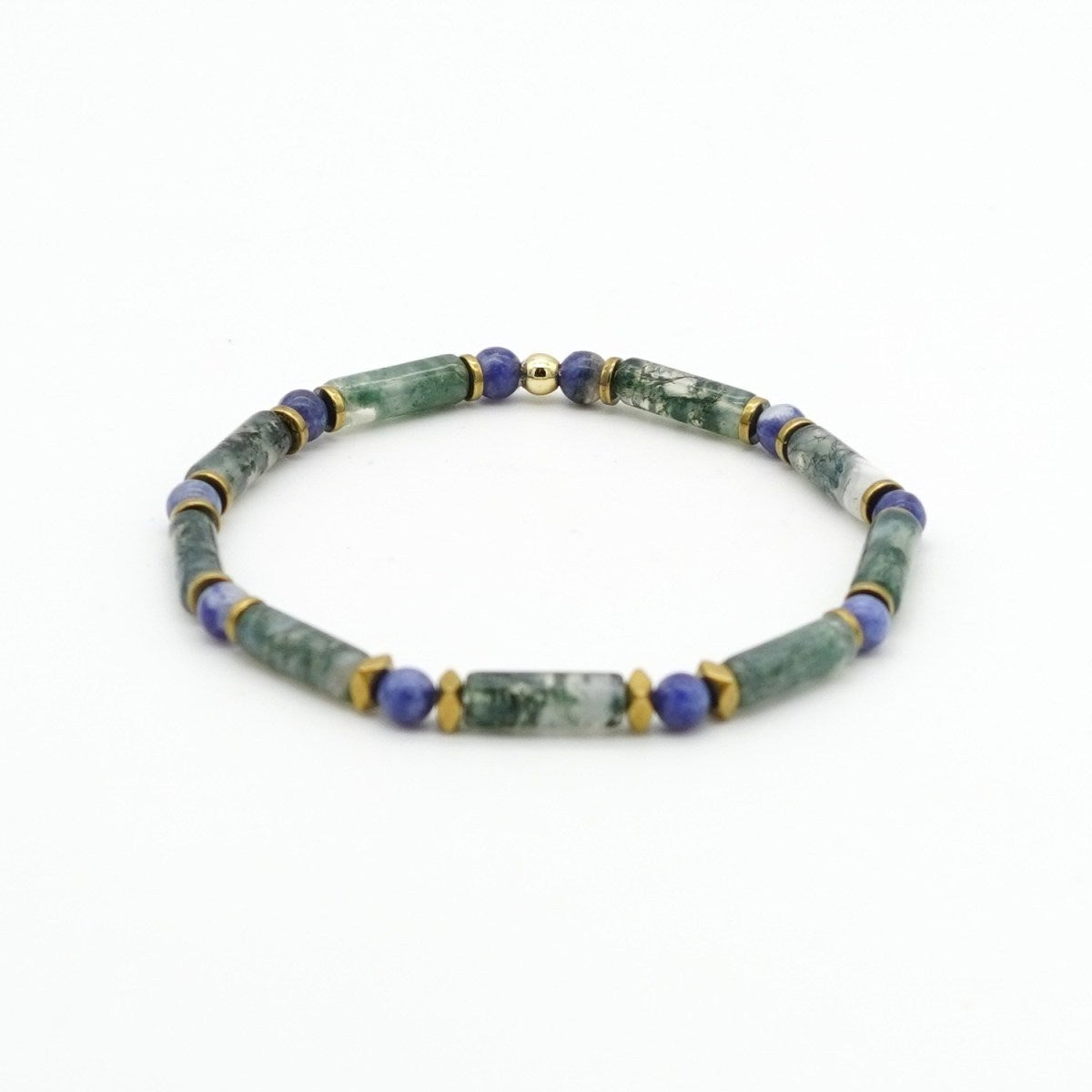 Armband Moosachat & afrikanischer Sodalith Hämatit