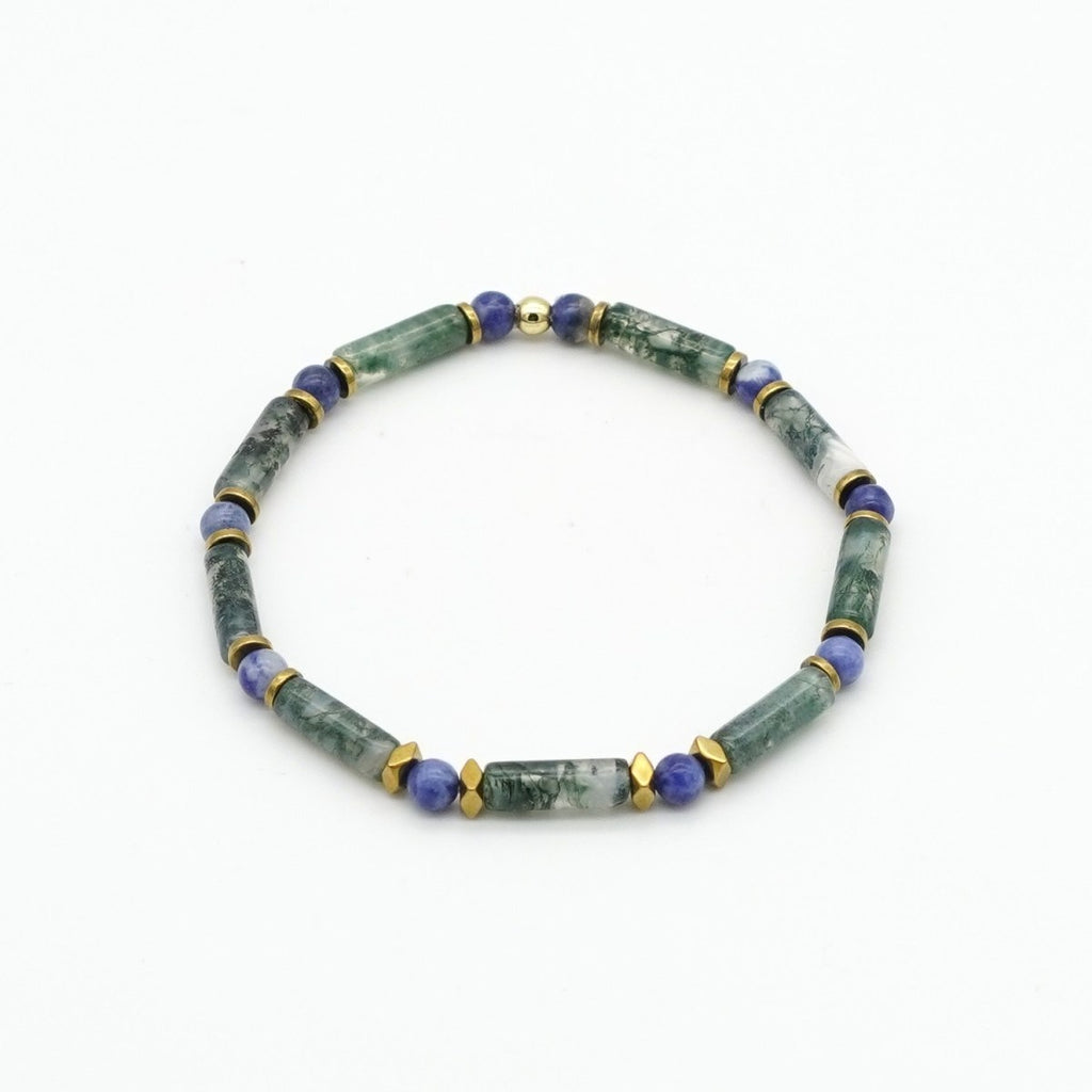 Armband Moosachat & afrikanischer Sodalith Hämatit