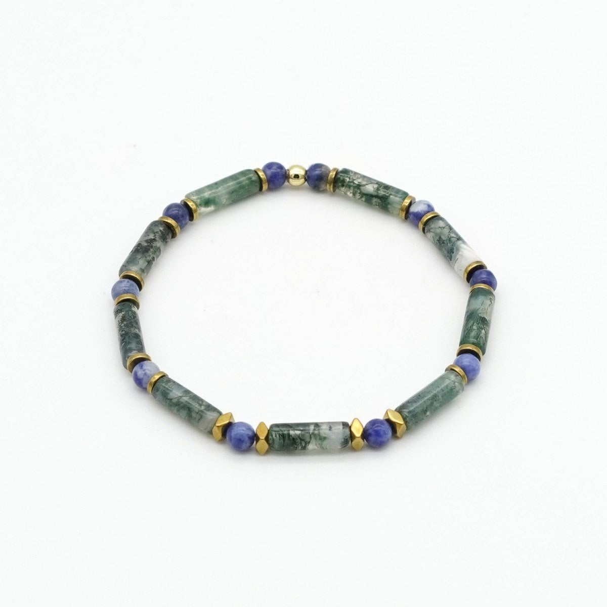 Armband Moosachat & afrikanischer Sodalith Hämatit