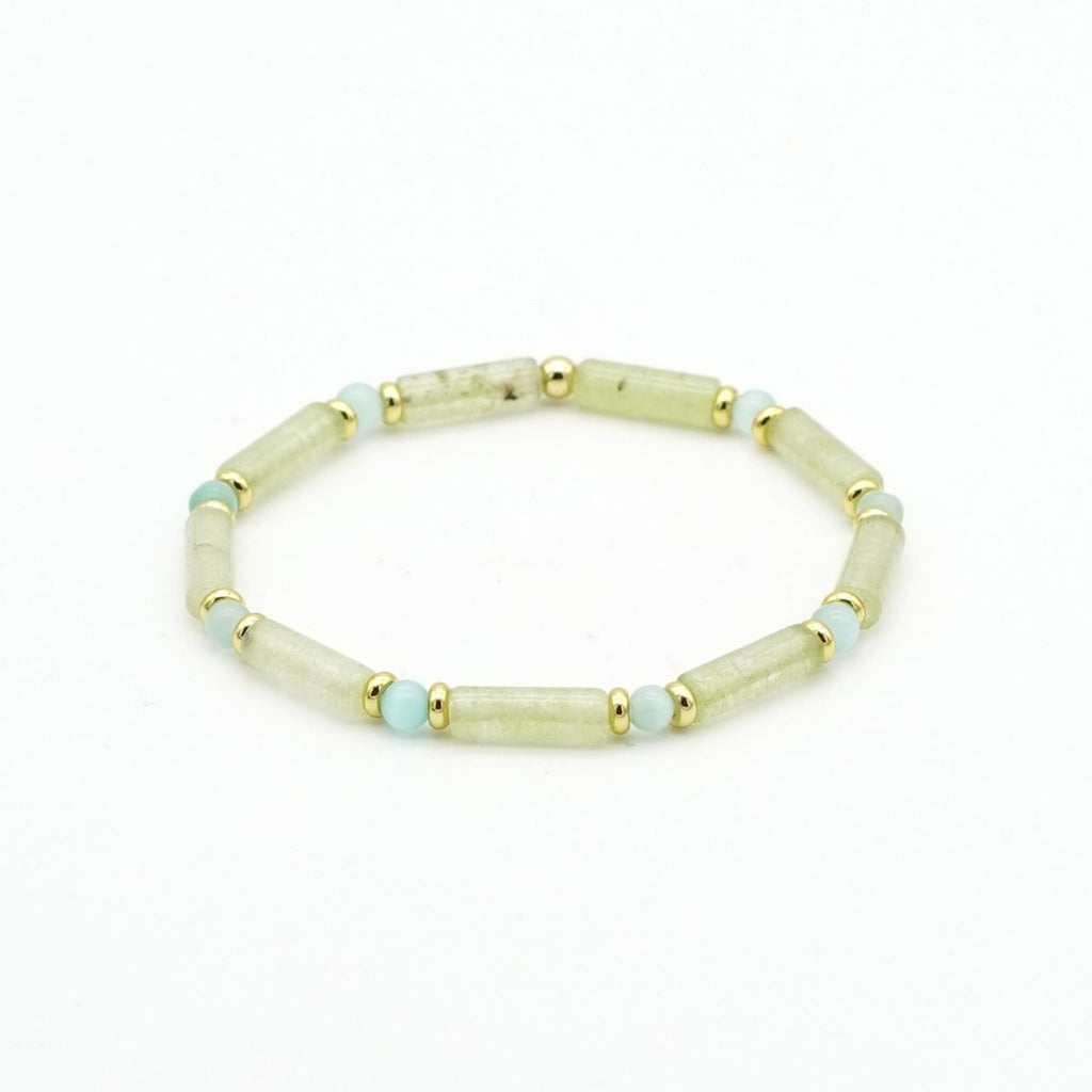 Armband grüner Aventurin & Cat Eye Messing