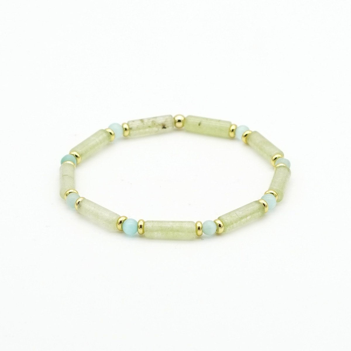 Armband grüner Aventurin & Cat Eye Messing
