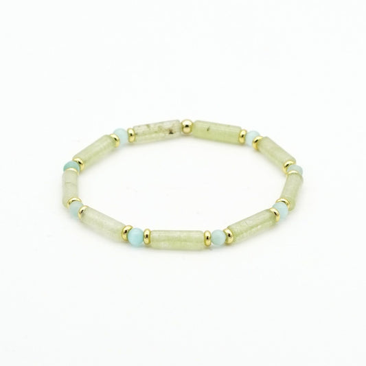 Armband grüner Aventurin & Cat Eye Messing