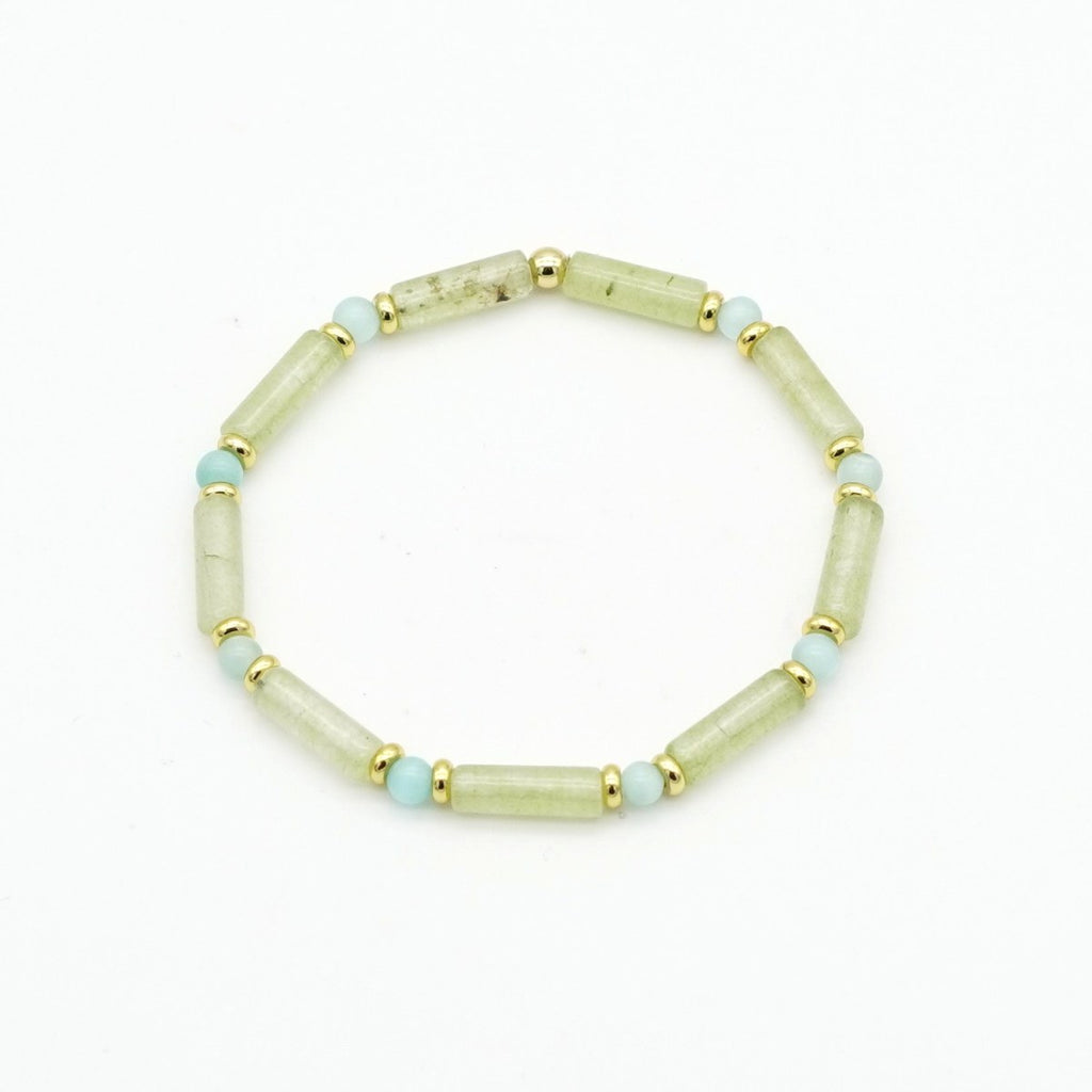 Armband grüner Aventurin & Cat Eye Messing