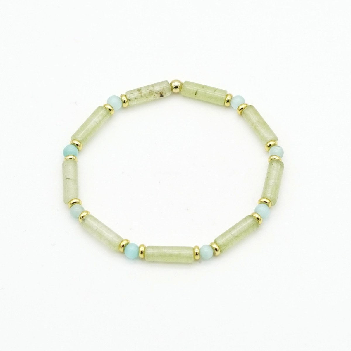 Armband grüner Aventurin & Cat Eye Messing
