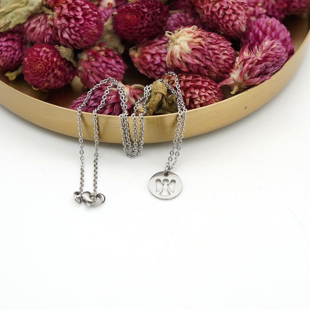Edelstahl-Halskette mit Engel-Anhänger – Schutz & Symbolik