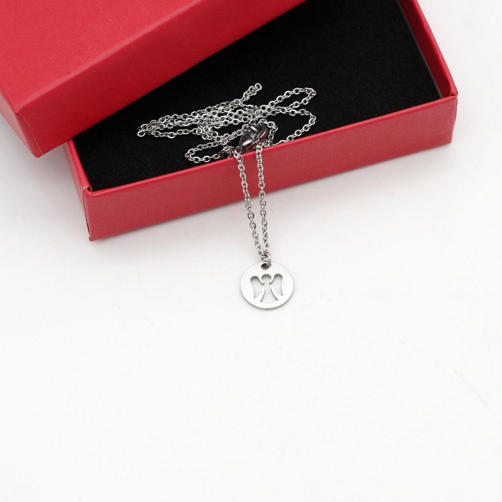 Edelstahl-Halskette mit Engel-Anhänger – Schutz & Symbolik